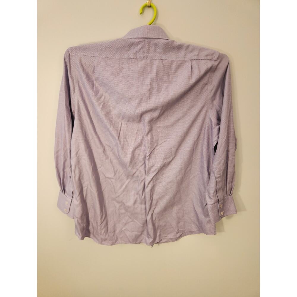 Charles Tyrwhitt 100% Cotton Shirt Mens 17 34 Large Purple Geometric Long Sleeve - Picture 4 of 12
